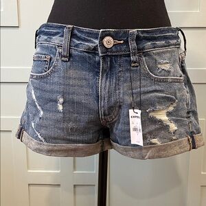 NEW Express Distressed Denim Low Rise Shorts